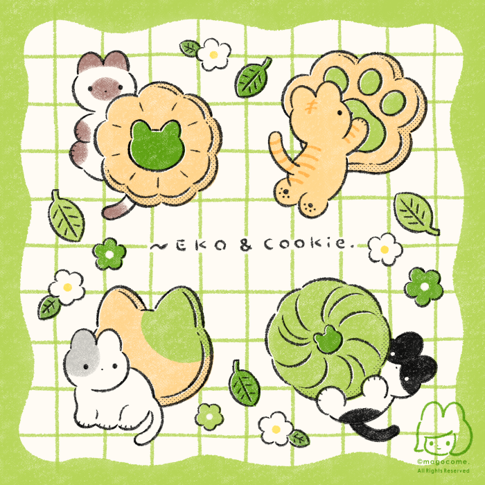 magocome_'s tweet photo. NEKOさん&amp;猫クッキー抹茶ver.🍃🐈️
#illustration #イラスト https://t.co/NnTkvZVowD