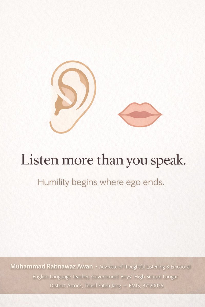 rabnawazminhaj's tweet photo. We have  mastered speaking—but forgotten listening. Maybe that is  why we hear noise everywhere, but understand so little.
#ListenMoreSpeakLess #HumilityMatters #NoiseToNuance https://t.co/clcowpBrQN