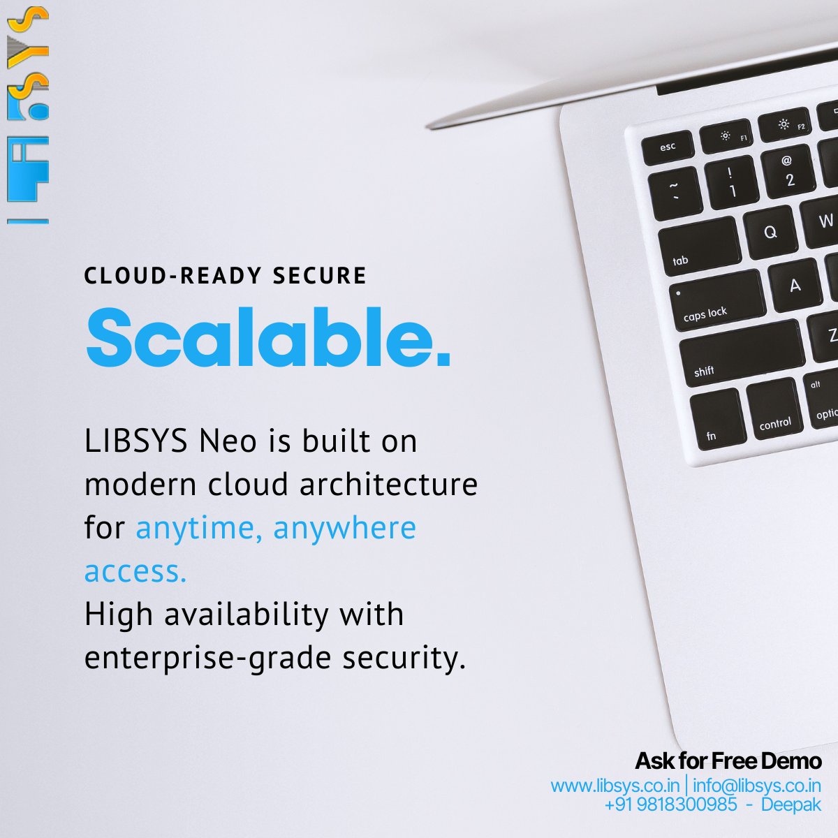 LibsysLtd's tweet photo. Cloud-ready. Secure. Scalable
#Libsys #LibsysNeo #LibraryManagementSystem #DigitalLibrary #SmartLibrary #LibraryAutomation #ModernLibraries #LibrarySolutions #IntegratedLibrarySystem #NextGenLibraries #EdTechSolutions #CloudBasedLMS #DigitalTransformation #DataDrivenLibraries #LibraryAnalytics #InformationManagement #Eresources #LibraryProfessionals #FutureOfLibraries
Schedule your demo https://t.co/0RJLn3SXdI
For more product details https://t.co/VcEfBhknBg
