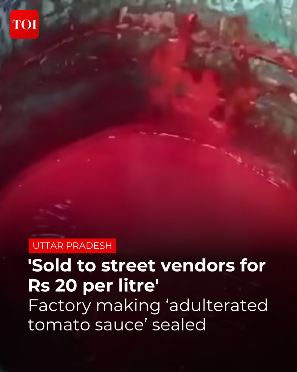 timesofindia's tweet image. #UttarPradesh | A #food manufacturing unit in #Pannapuri, #Hapur, was sealed after a raid by the food safety department found it was producing tomato sauce in unhygienic conditions using vegetable pulp, acid and banned synthetic colours.

More details 🔗toi.in/4CrOwb