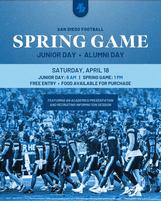 Thank you <a href="/USDFootball/">San Diego Football</a> and <a href="/arozmus3/">Alec Rozmus</a> for the Junior Day invite.
