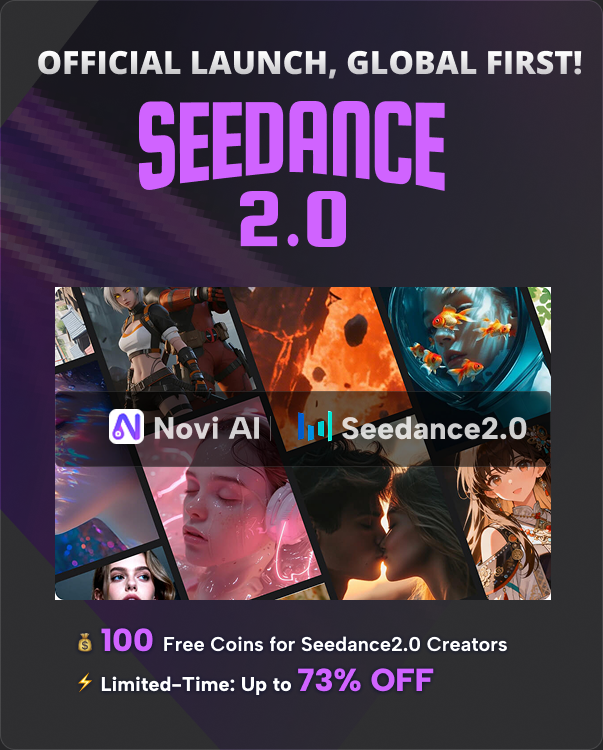 TryNoviAI's tweet photo. Seedance 2.0 is now officially live on Novi AI. 🚀
✨ 100 free coins
⚡ Up to 73% OFF for a limited time
Start creating now.
#NoviAI #Seedance2 #AIvideo #GenerativeAI https://t.co/j63RhGe2zT