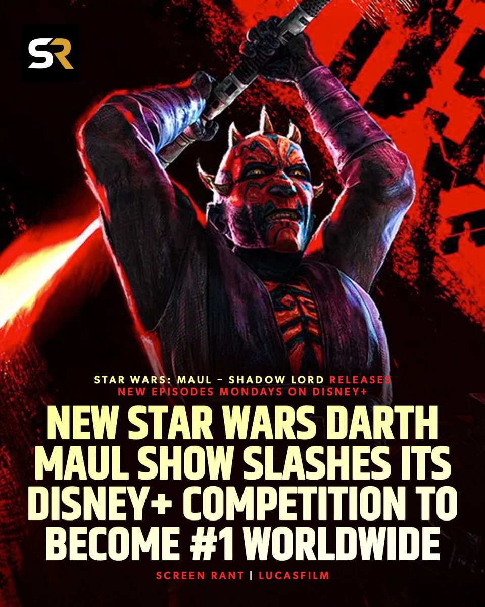 screenrant's tweet photo. Andor's successor has now arrived with the new animated series Star Wars: Maul - Shadow Lord, which is number one on the Disney+ TV charts worldwide and in the United States right after its two-episode premiere! 🤩 Read More: https://t.co/saOv6oOZkq https://t.co/H5UjaZHH0T