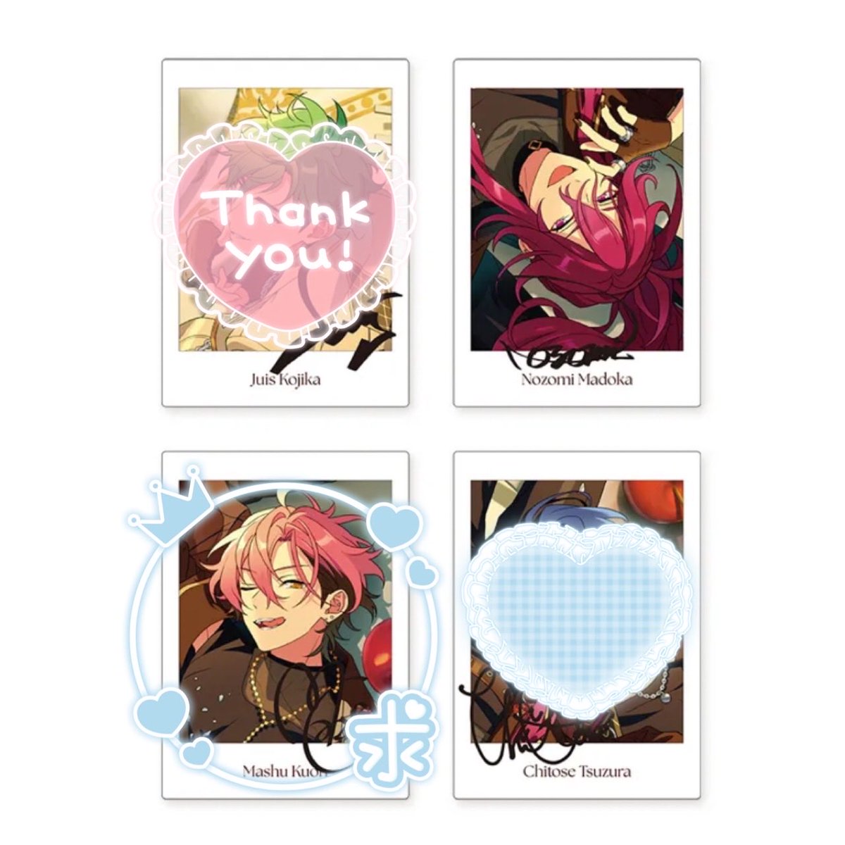 chiiiii_trhk's tweet photo. 【交換】あんスタ MELLOW DEAR US メロアス gracolle P.A.shots!! ぱしゃっつ

譲）望見2

求）舞珠

✧︎郵送or大阪手渡し
✧︎缶バッジ30,ぱしゃっつ3予約済
✧︎郵送は2:2のみ
検索からでもお気軽にお声がけください☻ https://t.co/e9ezWgRgKO