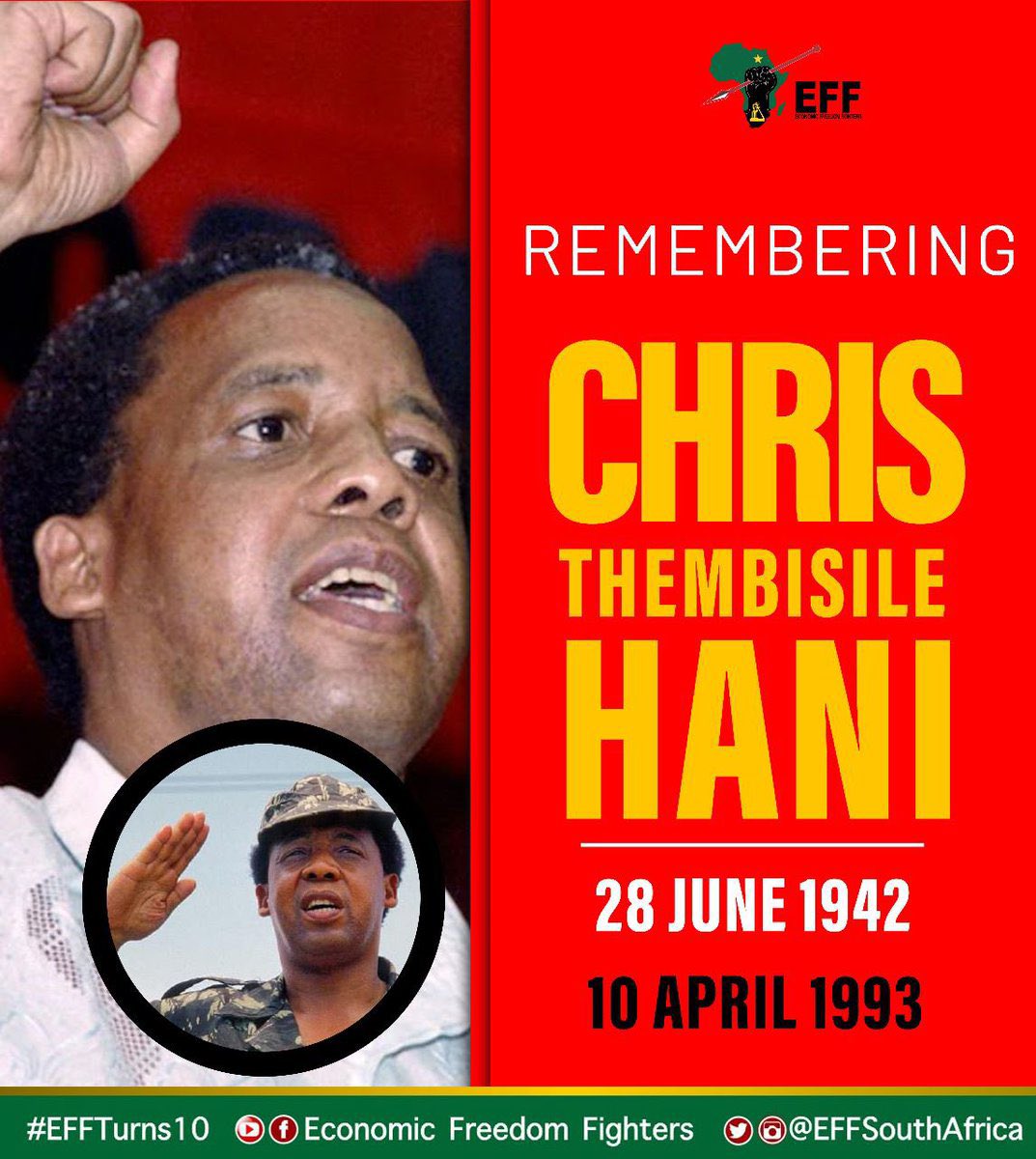 LeviKriel's tweet photo. Today marks exactly 33 years since Chris Hani got assassinated by the murderous apartheid regime for refusing to sellout and about 3 years and 4 months since his killer Janusz Waluś got released from prison by the ANC. #RememberChrisHani https://t.co/mDXtgZJGSg