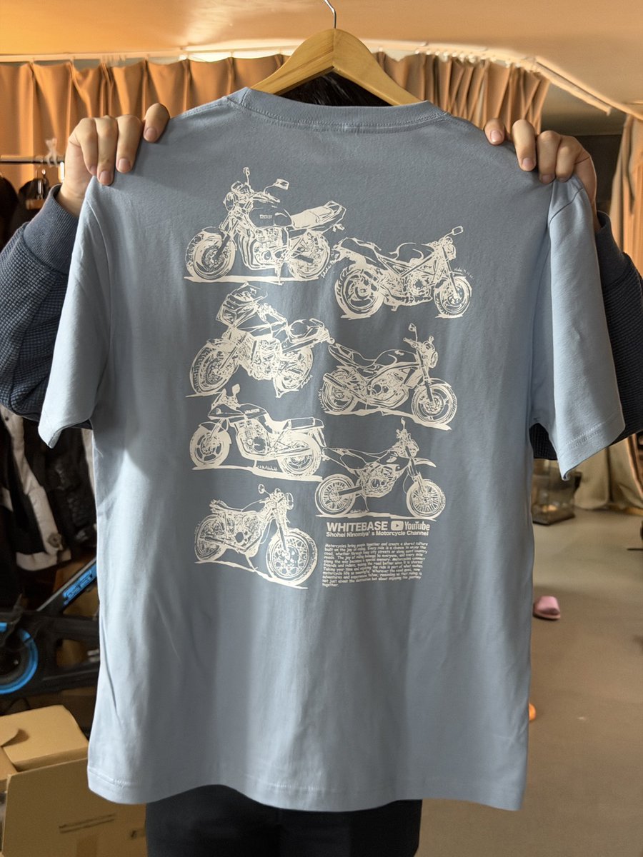 yuu3220's tweet photo. オンラインショップにて新作バイクTシャツの予約受付を開始しました！(^^)/

カラー・サイズ各種お選びいただけます。
お届けは5月下旬予定となります。

【予約注文】新作バイクＴシャツ - ホワイトベースオンラインショップ https://t.co/TDAPO4BfoQ https://t.co/3BAwJbphHs