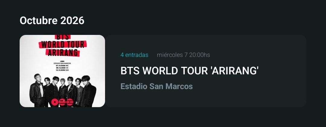 valetth_'s tweet photo. VENDO 4 ENTRADAS CAMPO C, 7 DE OCTUBRE 

#bts #army
#lima #peru #ticketmaster
#sanmarcos #BTS_ARİRANG #btsperu https://t.co/pBIuuystOg