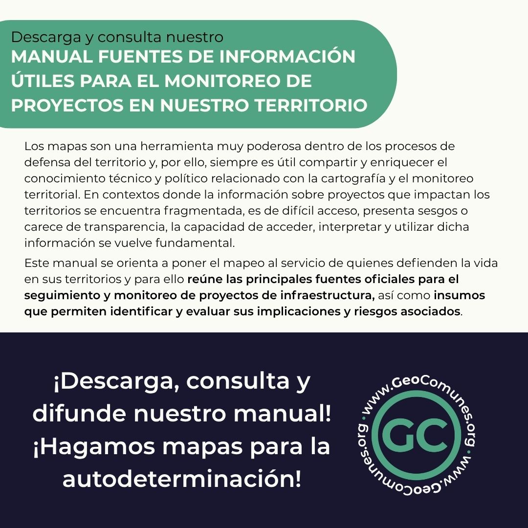 GeoComunes's tweet photo. DESCARGA Y CONSULTA NUESTRO
MANUAL FUENTES DE INFORMACIÓN ÚTILES PARA EL MONITOREO DE PROYECTOS EN NUESTRO TERRITORIO
https://t.co/9f9Z9V0DYI https://t.co/POh1iAobnV