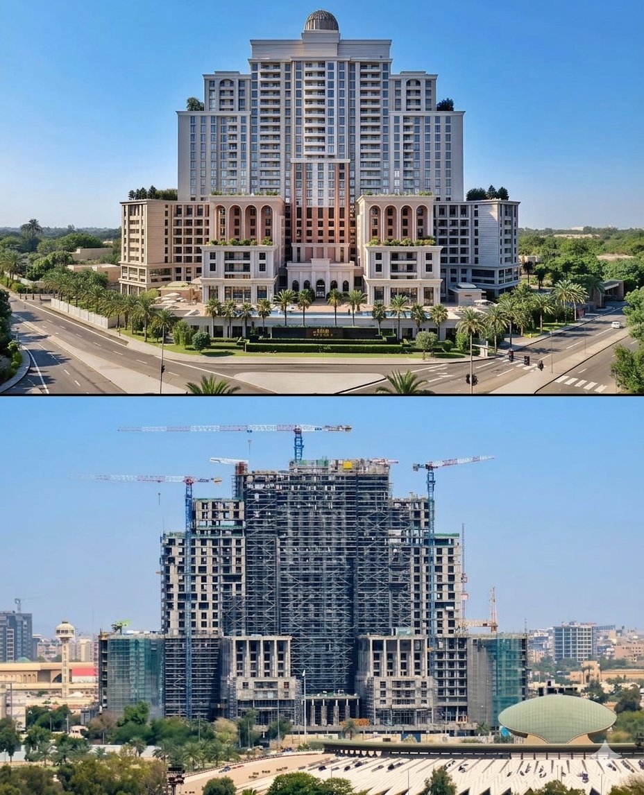Gelnar_b's tweet photo. العاصمة بـغـداد تسابق الزمن -🇮🇶

- فندق ريكسوس بغداد المستوحى من حدائق بابل المعلقة 
-  يقترب من الأكتمال بعد إن وصل إلى الأرتفاع النهائي الطابق 24

- تبقّت فقط الواجهة والتصاميم الداخلية . https://t.co/1TlbdArWZI