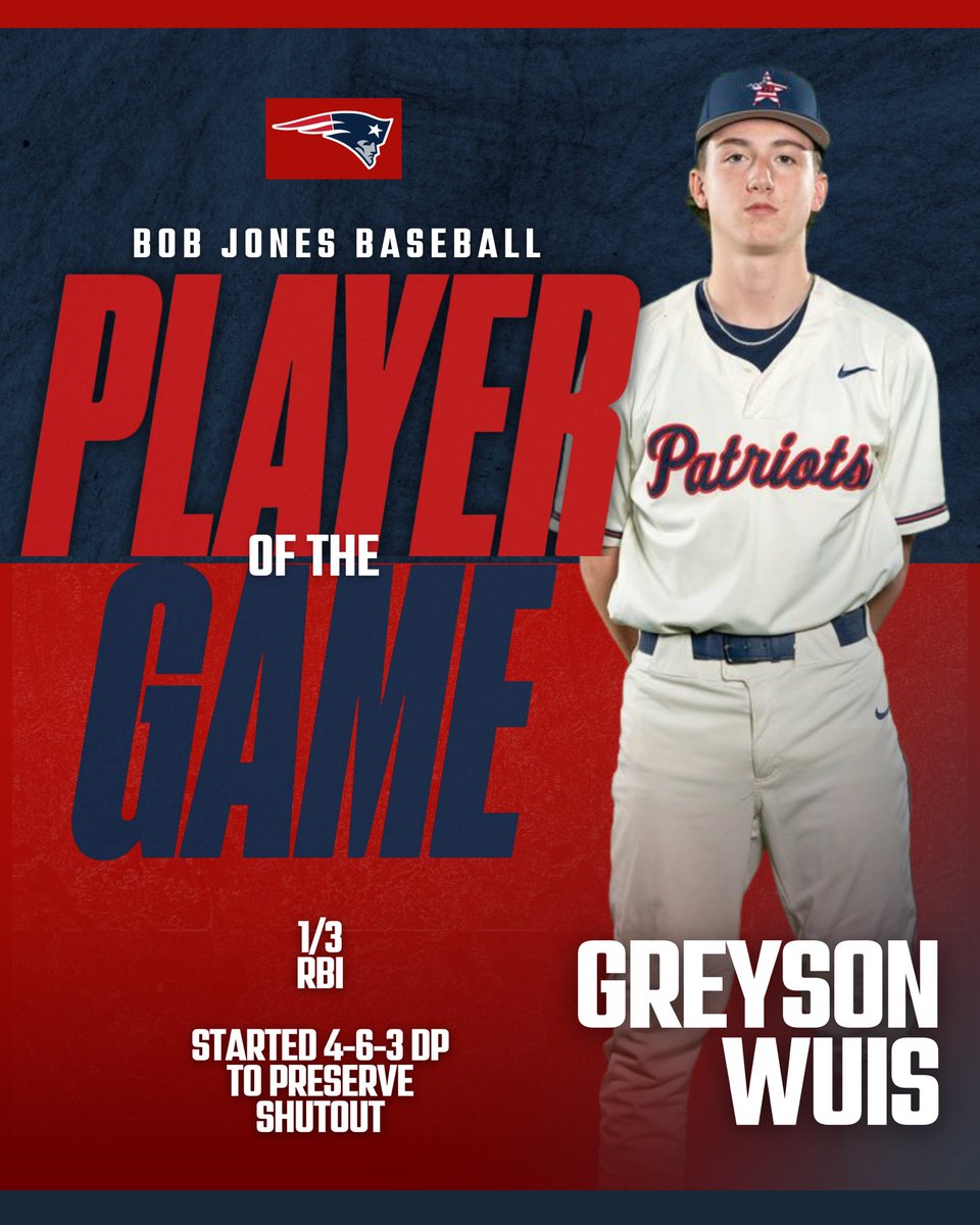 BJHSBaseball's tweet photo. Pats (21-12) clinch the series over Austin with a 10-0 win! Game 2 at 6:35!

@GWuis17 was player of the game with a RBI single, line out to RF, and a 4-6-3 DP to preserve the shutout!

@GrahamSegraves3 went 4 IP with 0 R on 2 H and 3 K to pick up the win.

@KamJenkins22 added a 💣!

@JoshuaWilhide and @ColeSpanier had good days at the plate!