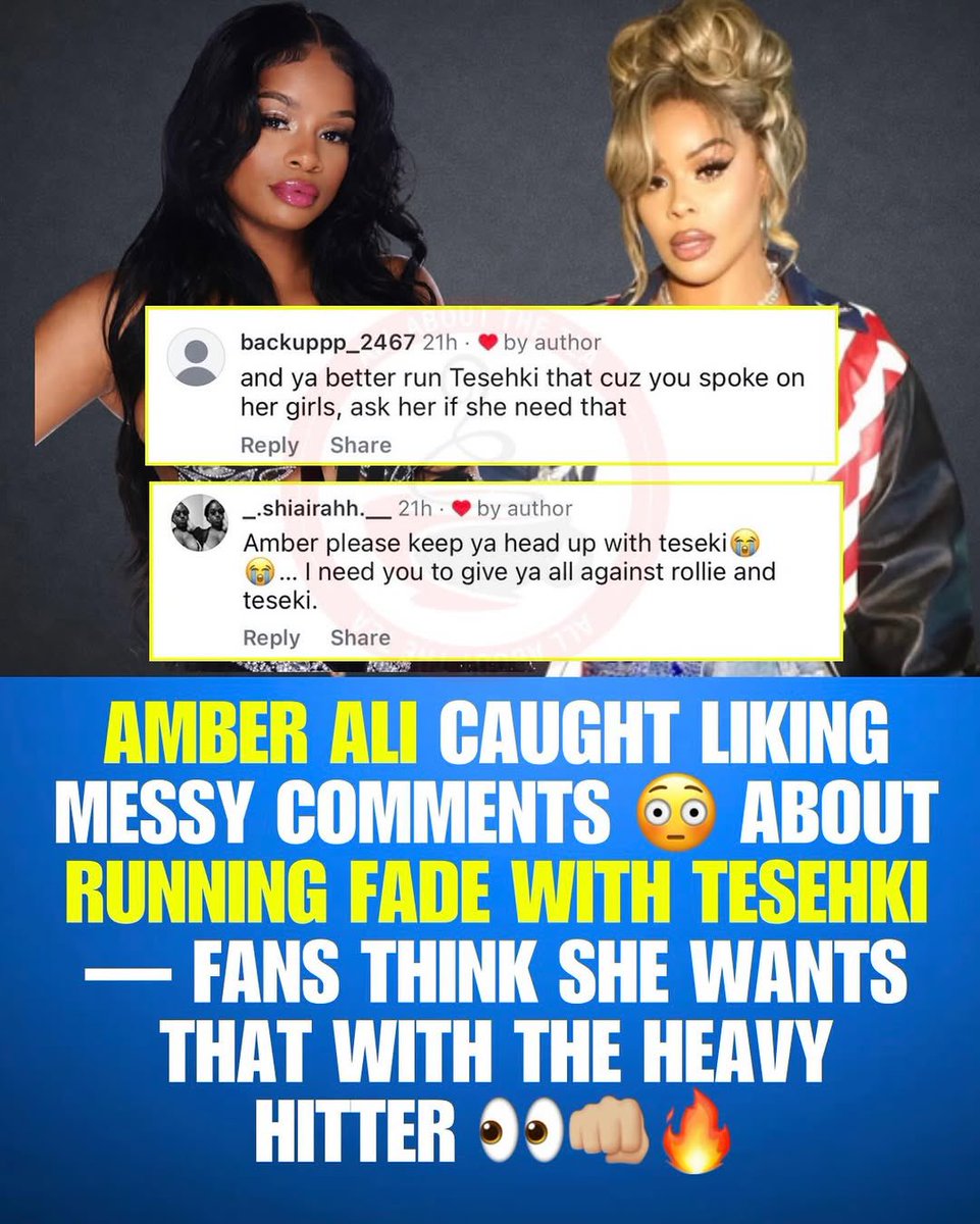 ZeusNetworkTea's tweet image. Amber Ali caught liking messy comments about running fades with Tesehki. 😳

Fans think she wants that with the heavy hitter! 👀☕️ #BaddiesUSAChapter2