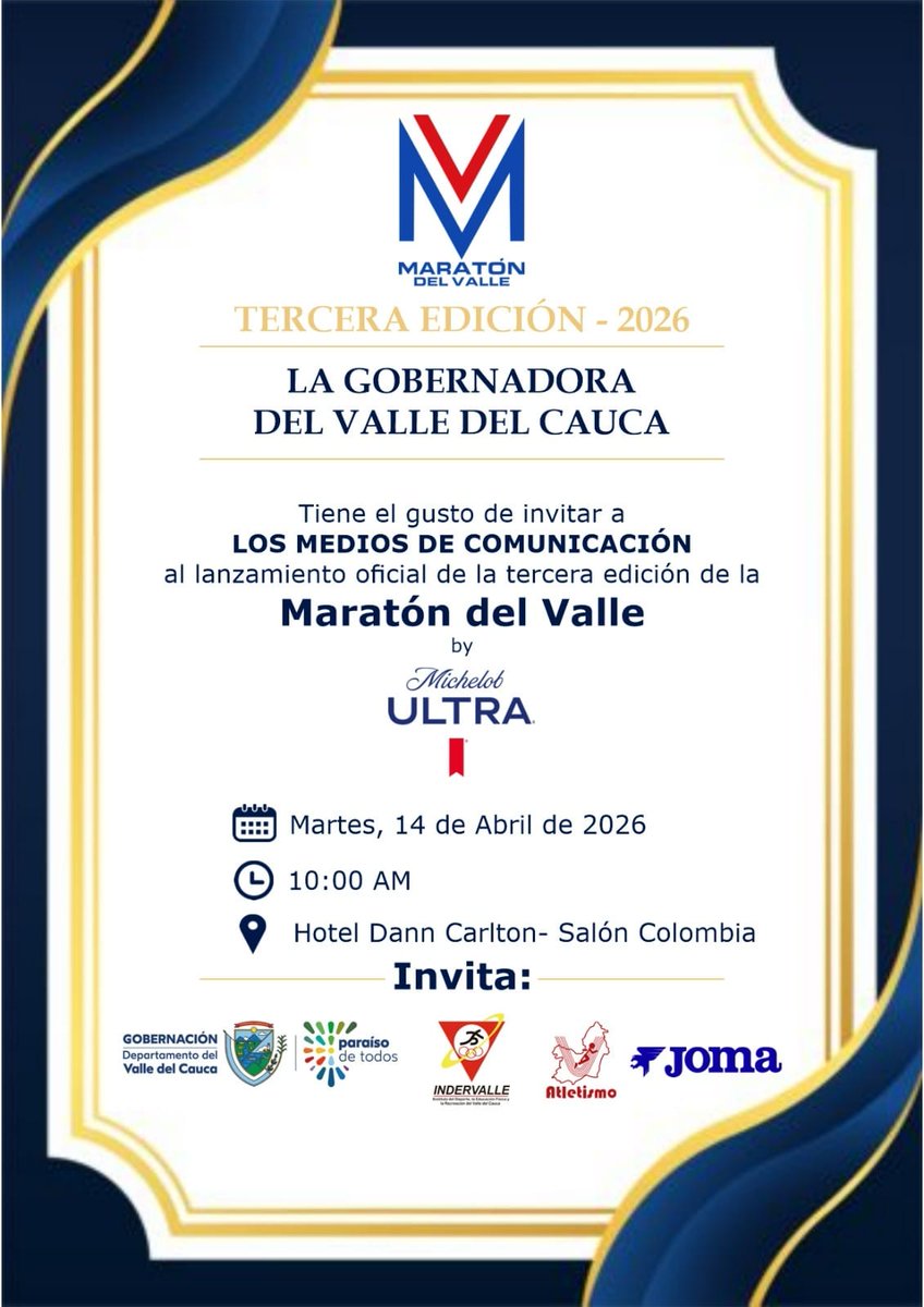 RadioVozStereo's tweet photo. Radio Voz Stereo: La tercera versión del Maratón del Valle 2026 será... https://t.co/QZHZ4y0CP1 https://t.co/qEuFJAtaKp