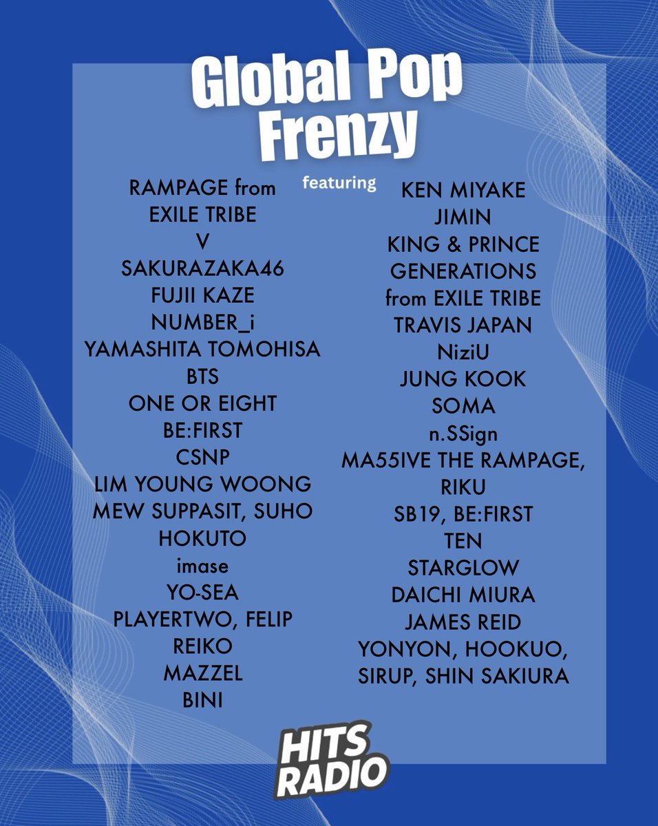 HitsRadioCanada's tweet image. We’re getting ready for another #GlobalPopFrenzy, and I hope you’ll start your day (or wind down your night) with us and a playlist full of great music. 🎶

I won’t be able to join you in the comments today, but I’ve put this playlist together with you in mind and truly hope you