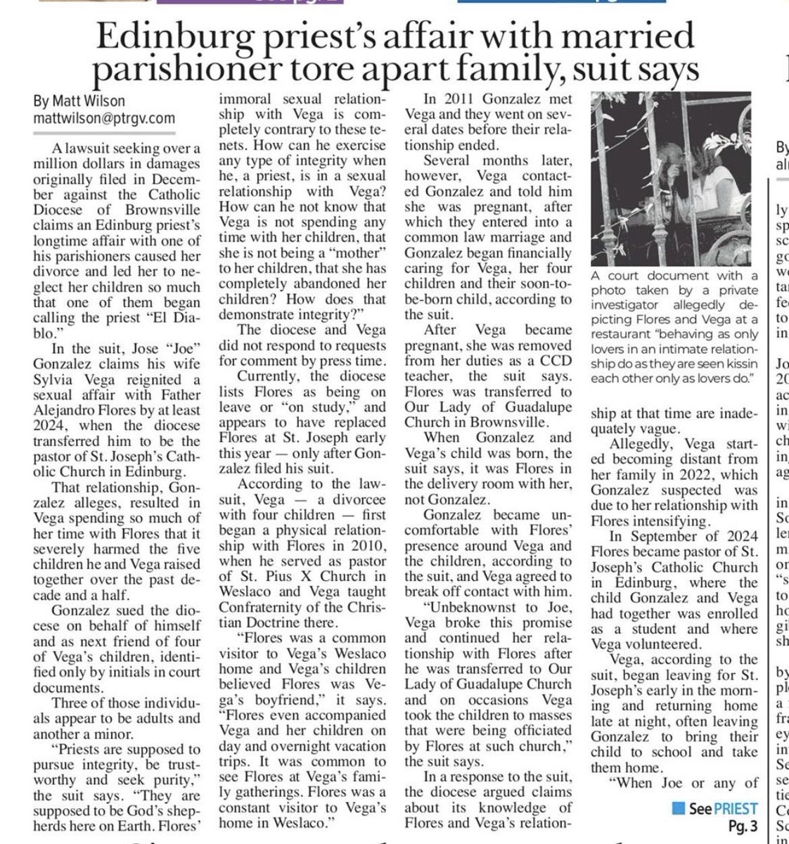 dmhj's tweet image. .@TheMattTWilson with a wild story about a Catholic priest who's accused of having an affair with a married woman #rgv