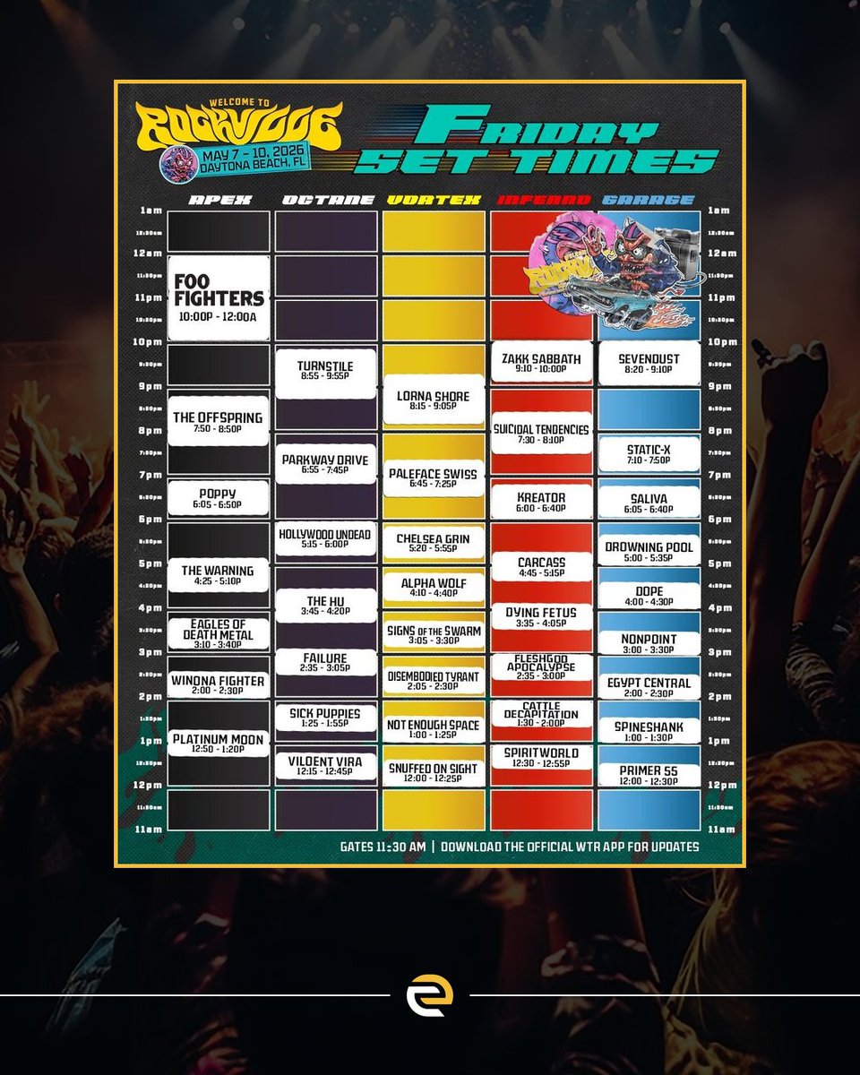 evvntlyapp's tweet photo. Welcome To Rockville 2026 Just Dropped Full Set Times for All Four Days

🔗 https://t.co/W8JsGsD21j https://t.co/HsQ562hxd5