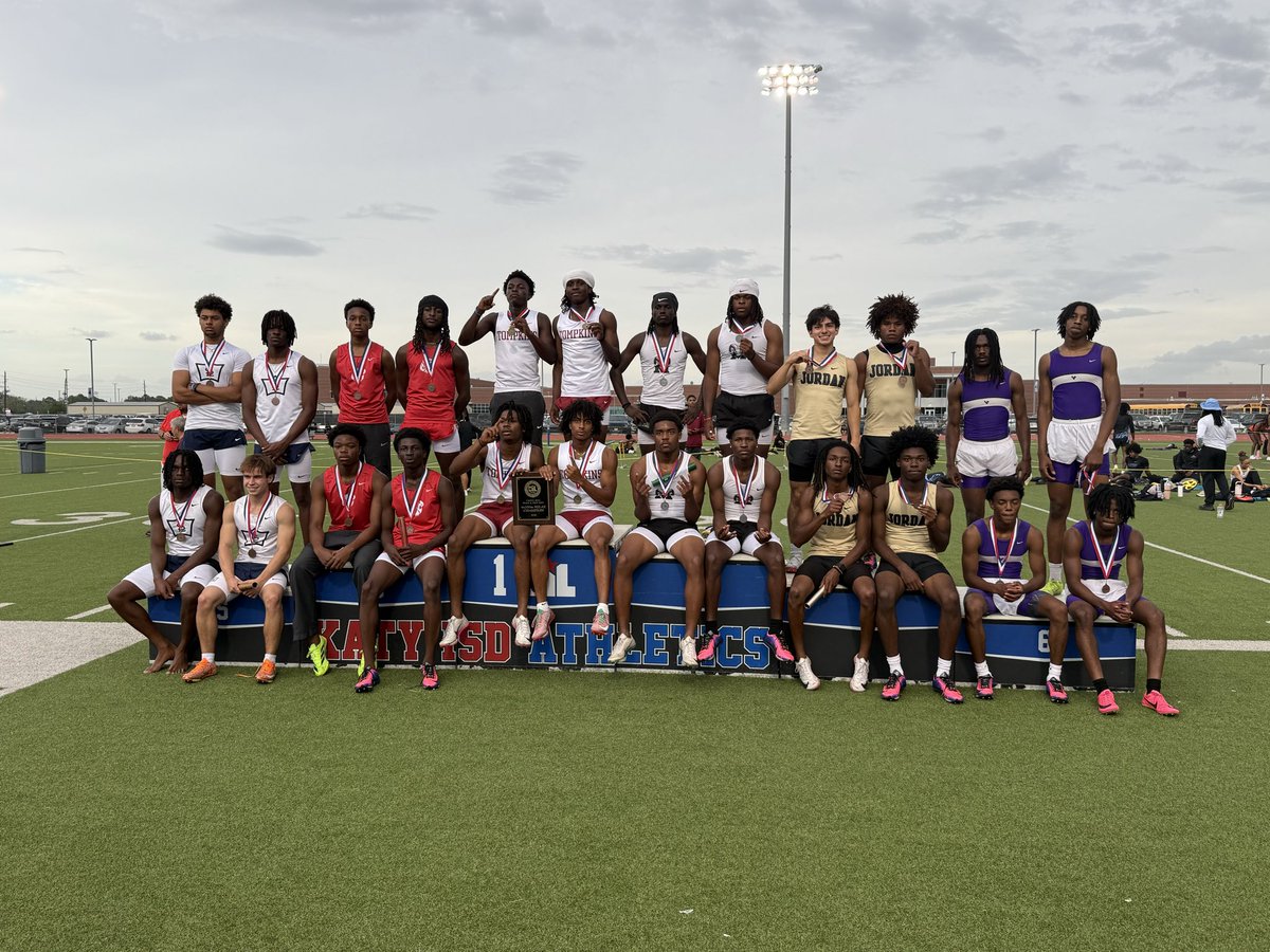 KatyISDAthletic's tweet photo. Congratulations to the athletes who medaled and qualified for the Area meet in the Boys 4x200M https://t.co/JgVzyx3BDJ