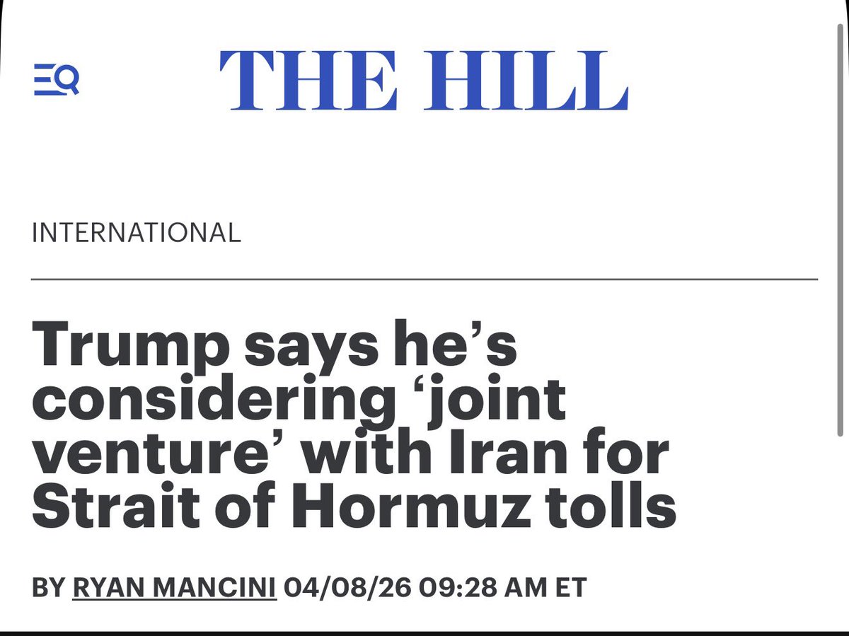 Rory_Johnston's tweet photo. One of my favourite things about Iran’s Hormuz tolls aspirations is that Trump can’t decide where he stands on the issue.

Some days he couldn’t care less, other days like today he claims it’s a dealbreaker, yesterday he was musing about splitting the toll proceeds with Tehran: https://t.co/HpkAY2L4fa