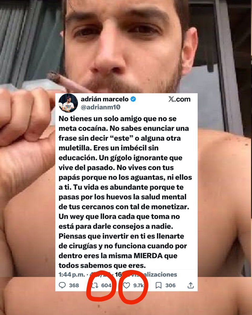 La burra DeNigris y su ring royal imaginario terminó con K.O. en el primer round.

Adrián Marcelo no solo le respondió: lo exhibió, lo enterró y se lo cogió. El público ya decidió de qué lado está.