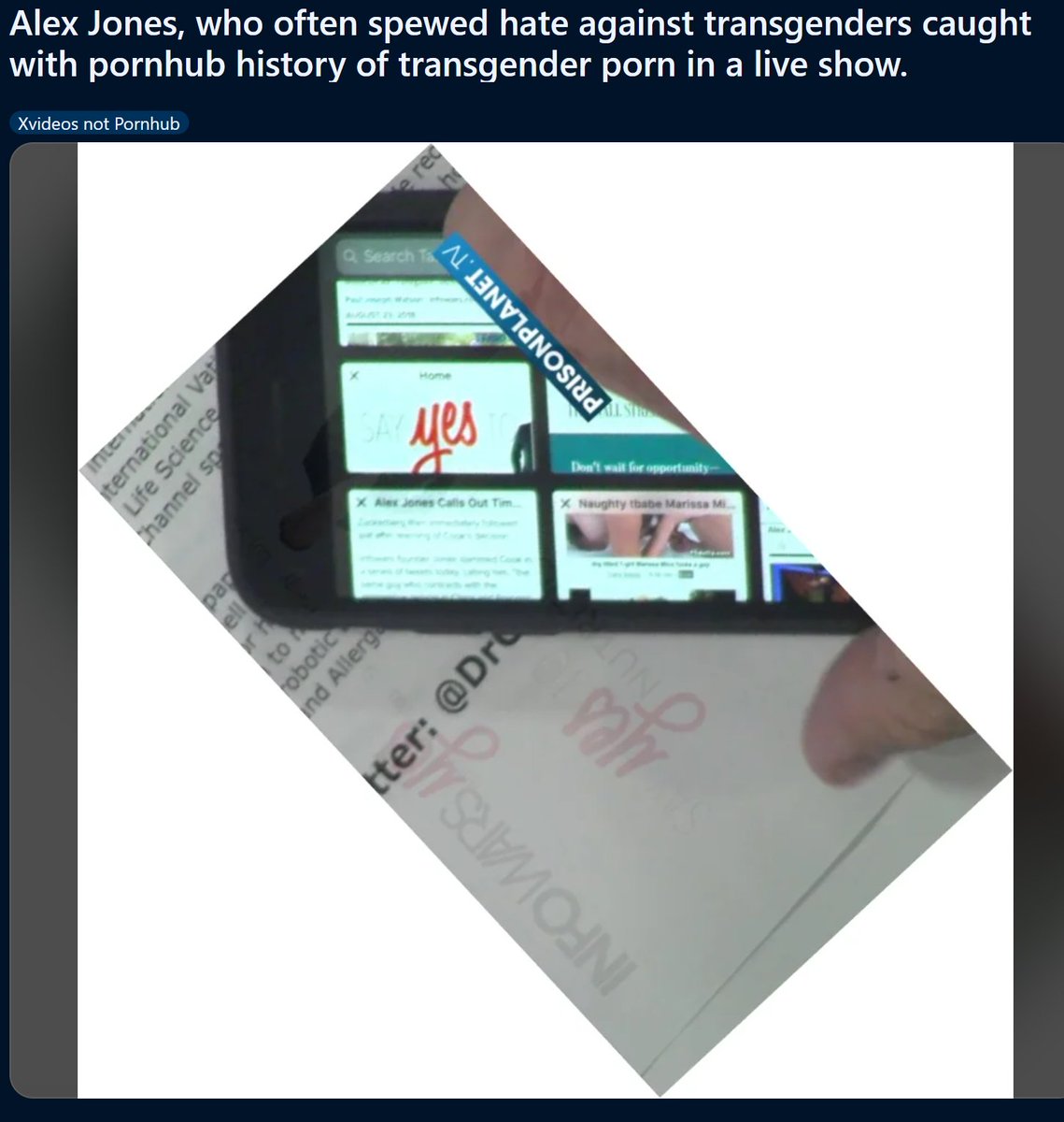 canoeshoeaus's tweet photo. @RealAlexJones @paramounttactcl Go back to watching tranny porn and void of irrelevancy. https://t.co/VIlwGkM5U2
