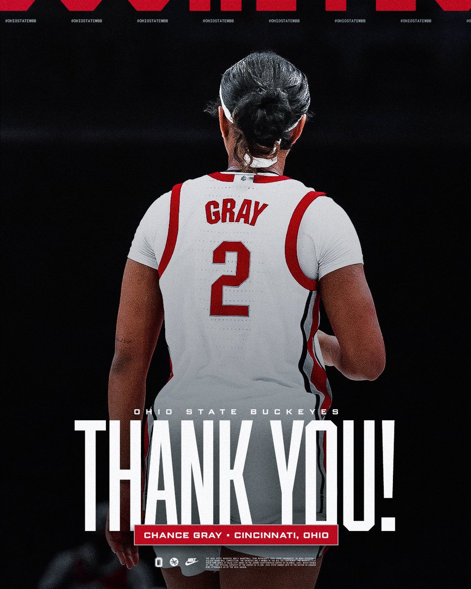 OhioStateWBB's tweet image. Forever a Buckeye, 2️⃣.

We can’t thank you enough for everything you contributed to our program. Can’t wait to be your biggest supporters wherever you’re headed next. Thank You Chance 🗣️

@chancegrayy | #GoBucks