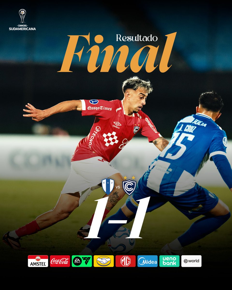 ¡𝗙𝗜𝗡𝗔𝗟 𝗗𝗘𝗟 𝗣𝗔𝗥𝗧𝗜𝗗𝗢! 🏁
<a href="/JuventudUy/">Club Atlético Juventud</a> 1-1 Cienciano

⚽️ Gol: Carlos Garcés

#JuventudxCienciano | #Sudamericana