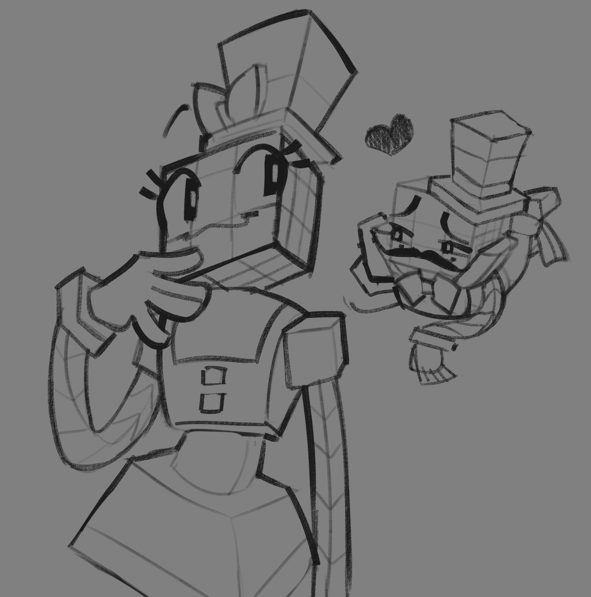 I drew this couple (Allie and Kazam) 

so cute and silly.