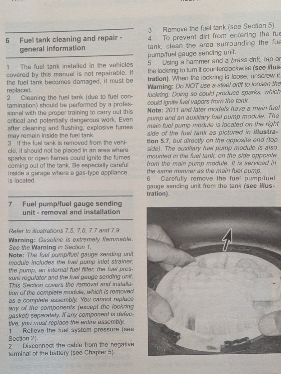 MasleckA's tweet photo. @Micheal_Stirton @EmpAurelius @wealthmoose OK Boomer. 

Notice where it says the fuel filter is integrated with the fuel pump, sending unit and pressure regulator? And that you have to drop the tank to change it? Pretty common on anything built this century. https://t.co/oR8wSuzzxd