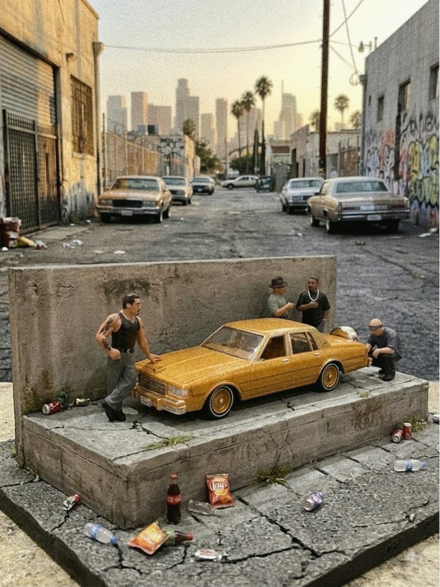 Photoreporter's tweet image. Had to set him free. The ‘90 Chevy Caprice Classic in Custom Kandy Orange looks good with my homies. The ‘90 Caprice, was the final year for that specific square body style before Chevy moved to the more rounded "bubble" design in 1991. #greenlight