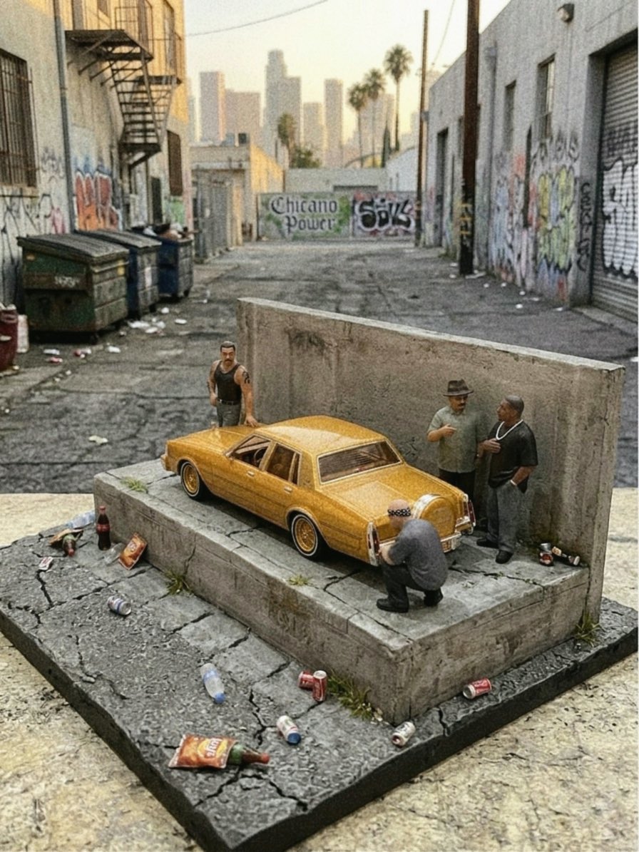 Photoreporter's tweet image. Had to set him free. The ‘90 Chevy Caprice Classic in Custom Kandy Orange looks good with my homies. The ‘90 Caprice, was the final year for that specific square body style before Chevy moved to the more rounded "bubble" design in 1991. #greenlight