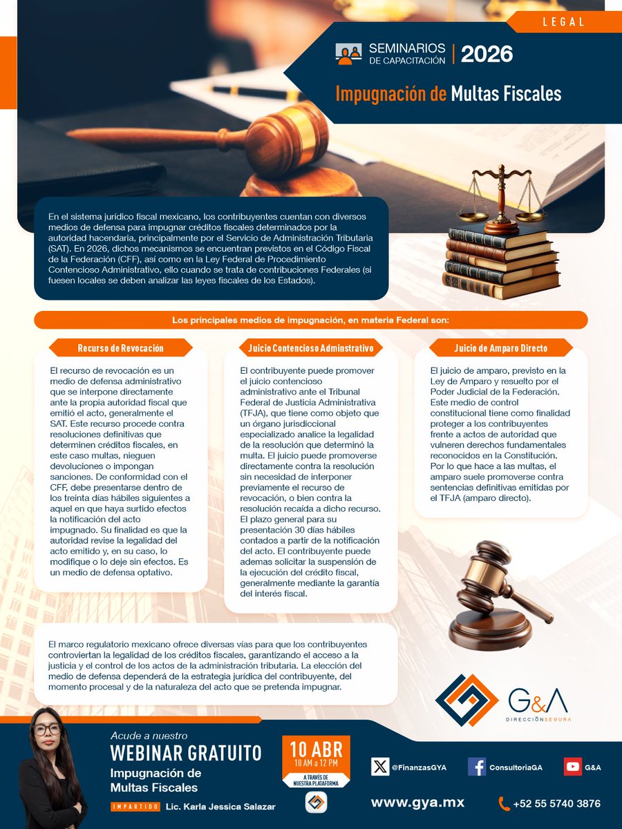 FinanzasGyA's tweet photo. Impugnación de multas fiscales
Te invitamos a ser parte de nuestros seminarios TOTALMENTE GRATUITOS.
Para acceder a todos nuestros seminarios de capacitación, deberás ingresar a nuestra Plataforma Digital: https://t.co/chFUZLsHi9

Canal de YouTube: https://t.co/AP1NzGbf9U https://t.co/AueCJC786b