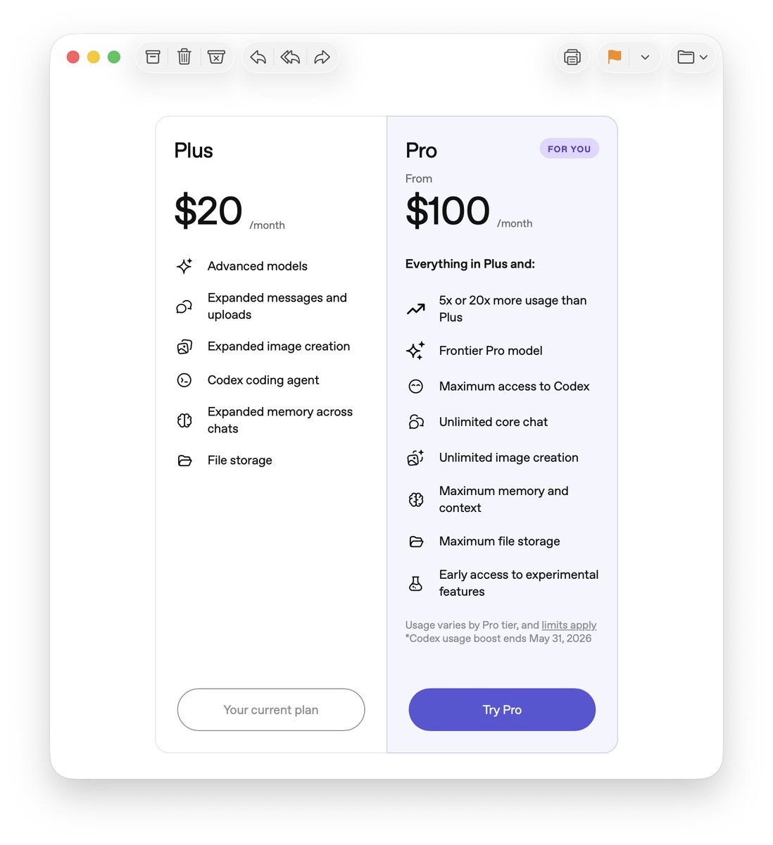ChatGPT Pro is $100/month now instead of $200. About time.