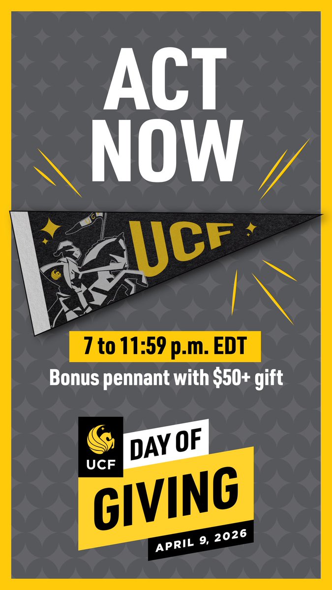 ChargeOnFund's tweet photo. Last chance incentive for our knight owls ⚔️

Give now ➡️ https://t.co/Z9MW9oknya

#UCFDayofGiving https://t.co/9u4twPxjpB