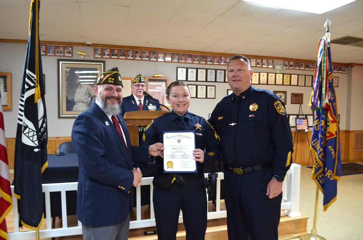 VBSO's tweet photo. Congrats to Sgt. Mindy Lemieszek on receiving the VBSO Community Award from VFW Post 392 &amp; Auxiliary! 👏

Proud to see her commitment to service and community recognized. Thank you to the VFW and congrats to all honorees! #VBSOtrust #VBSOconnect #recogntion #VFW https://t.co/mRHkdCVVDj