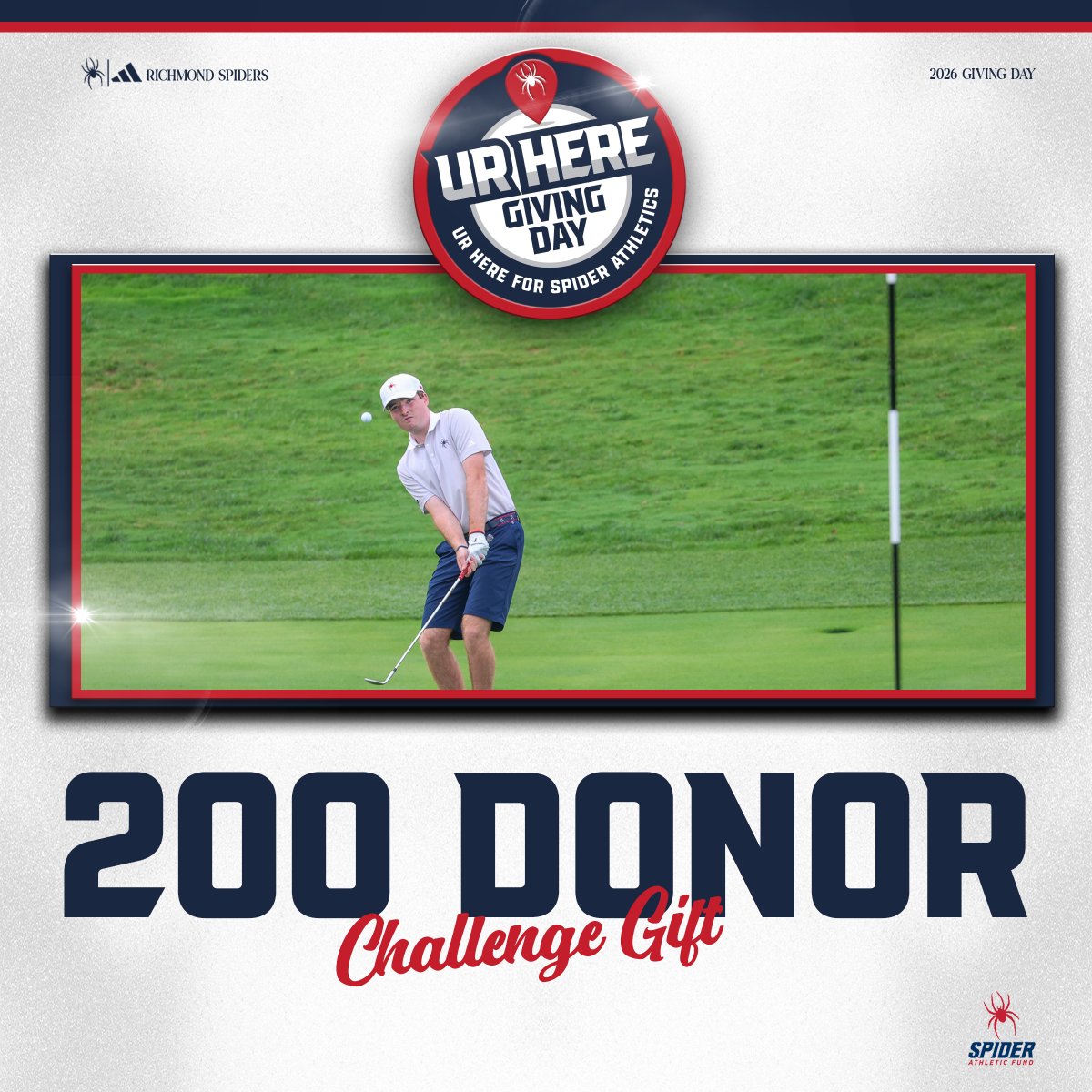 SpiderMGolf's tweet photo. We hit our 100 donor challenge and picked up $5K but there's one more hill to climb on #URHere Giving Day!
An anonymous Spider family will unlock an additional $11,000 to menโs golf when 200 donors give.
Use the link in our bio by midnight to show Spiders are #StrongerTogether! https://t.co/bzXEiiCE9t