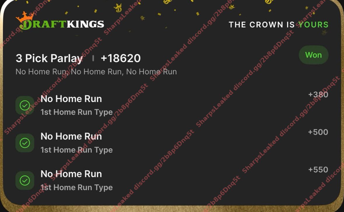 SharpsLeaked's tweet image. Winners posted DAILY ‼️
+18,620 ✅ +9,500✅

3-day no-risk free trial ⬇️
Link to join ➡️ discord.gg/7U5Nn3JEgh

#GamblingTwitter #MLBBets #NBABets #Gambling𝕏 #SportsBettingX