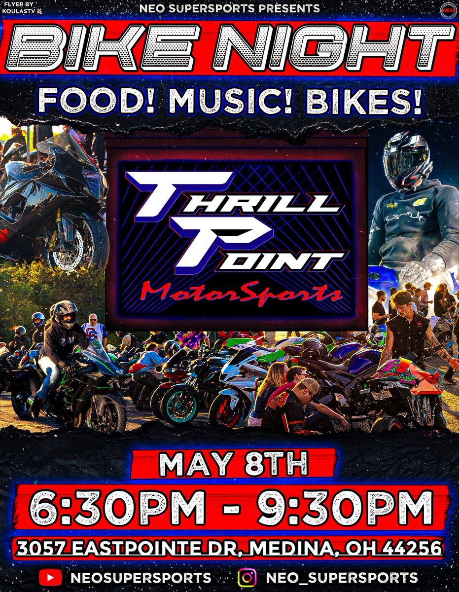 NEO_Supersports's tweet photo. THE NEO SUPERSPORTS SEASON OPENER BIKE NIGHT!
#sportbikes #motorcycles #ohio https://t.co/bslOFOfBeX