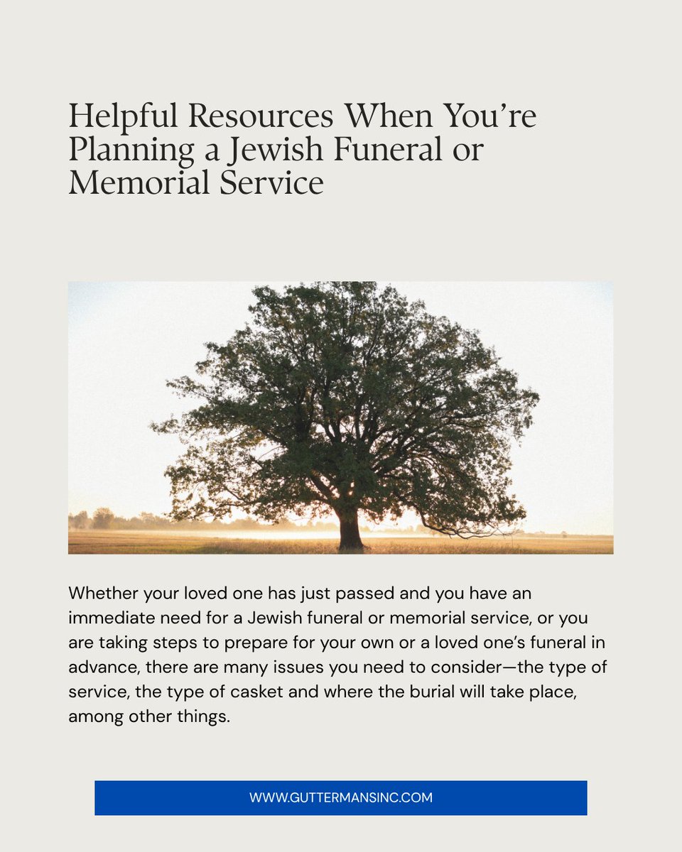 GuttermanFH's tweet photo. Whether your loved one has just passed and you have an immediate need for a Jewish funeral or memorial service, or you are taking steps to prepare for your own or a loved one’s funeral in advance, there are many issues you need to consider. https://t.co/GkxuyiJOha https://t.co/VSnXdq0EgU