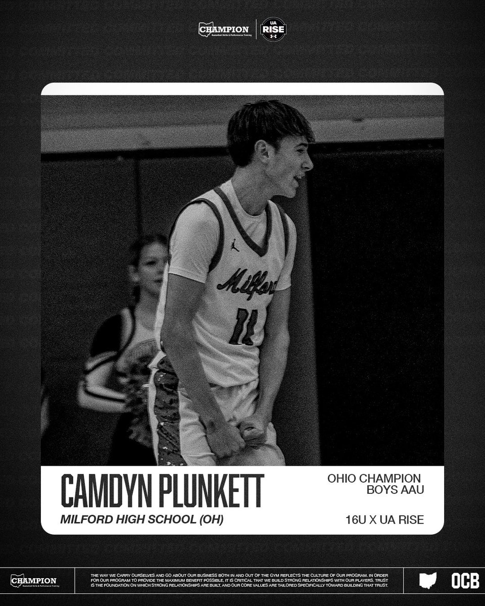 ohiochampionbb's tweet photo. 🏆 Welcome to the squad, Camdyn Plunkett!

Camdyn joins our 16U UA Rise team after a strong sophomore campaign where he averaged 6.3 PPG, 2.7 RPG, and 1.7 APG, earning 2nd Team All-Conference honors. A tough, competitive guard who takes pride on the defensive end, Camdyn brings the kind of mindset and edge that impacts winning. @CamdynPlunkett3