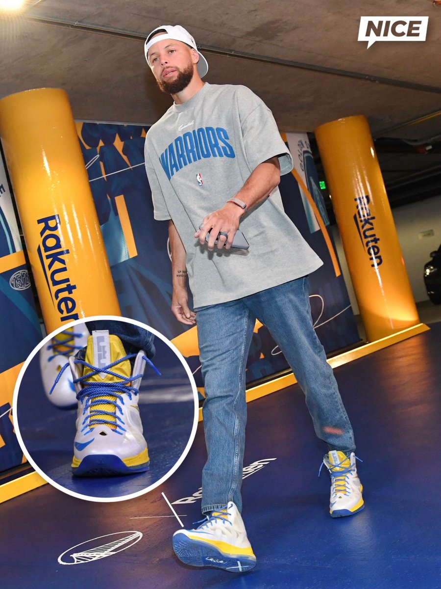 nicekicks's tweet image. Stephen Curry went deep into the archives tonight pulling out his 2013 Nike LeBron 10 ID 😳🔥