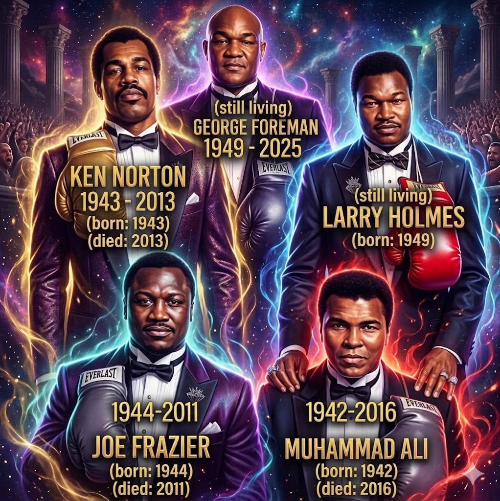 garyhgoodridge's tweet photo. Make this 280 characters

🥊 LEGENDS NEVER FADE… TIME REMINDS US HOW GREAT THEY WERE 🕊️
Larry Holmes, the last one standing from the Champions Forever era. The others:
⚔️ Joe Frazier (1944–2011)
⚔️ Ken Norton (1943–2013)
⚔️ Muhammad Ali (1942–2016)
⚔️ George Foreman (1949–2025)
Different styles, personalities, but each defined greatness in the ring. Power. Heart. Legacy.
Imagine them in their prime 💥 #TBL