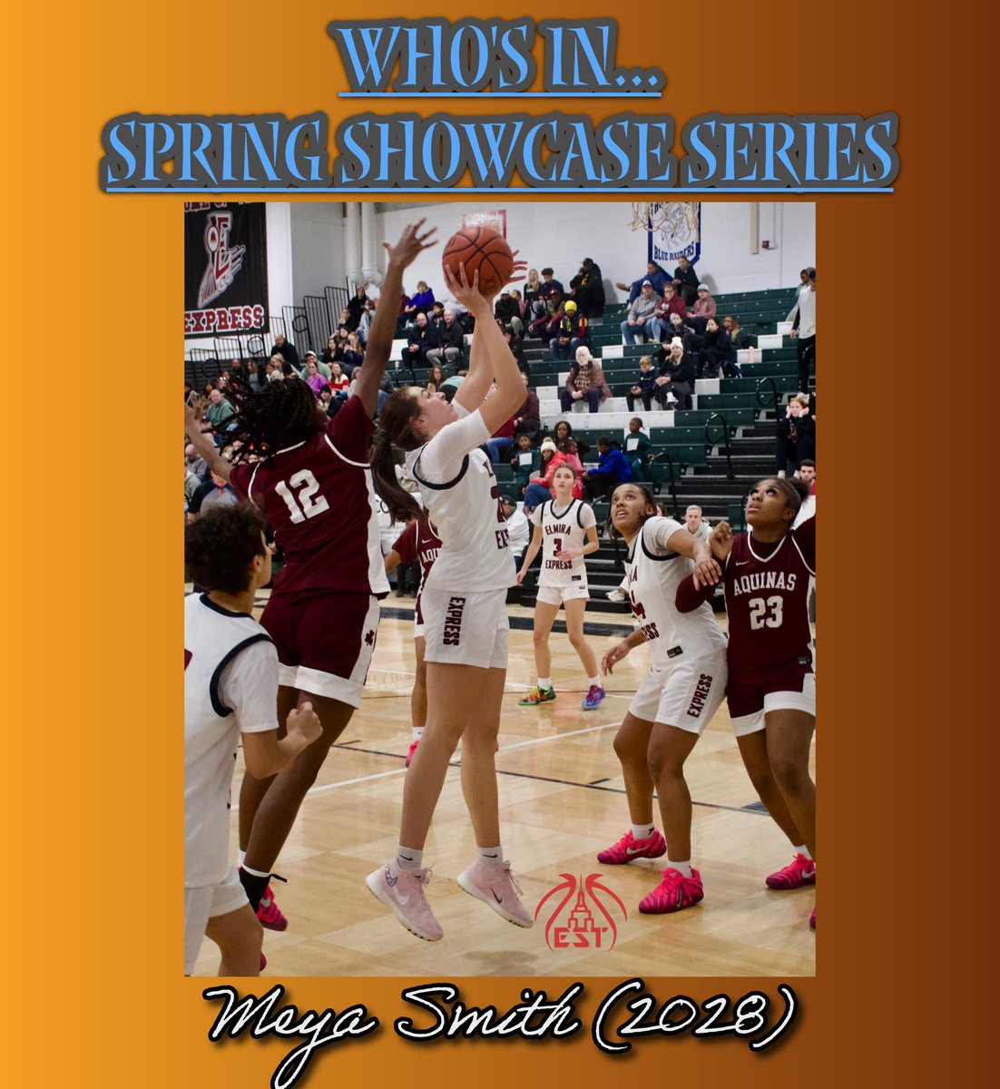 NYSTakeover's tweet photo. Who’s in #ESTSpringShowcase:

6 footer continuing to build & develop the foundational tools that coaches gravitate toward in the modern-day forward. Holds MAAC & NEC offers already and really just starting to come into her own. Big time future. No steps skipped for one of the 607’s finest 🫡

@SmithMeya2028 (@WBballExpress/@TeamNEHoops)… locked in 🔒

Holding it down in the 585 for #ESTWNYWarmup on April 24 ✔️

Info & Register HERE (2027-29) 🔗: https://t.co/1cGHzM1mqJ