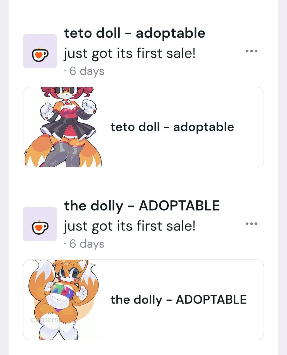 CaslySillyF0x38's tweet image. got MORE stronger evidence that the @cummerssss account is confirmed to be the ai tracer artist known as chani as both account were posting the same tails doll adoptable