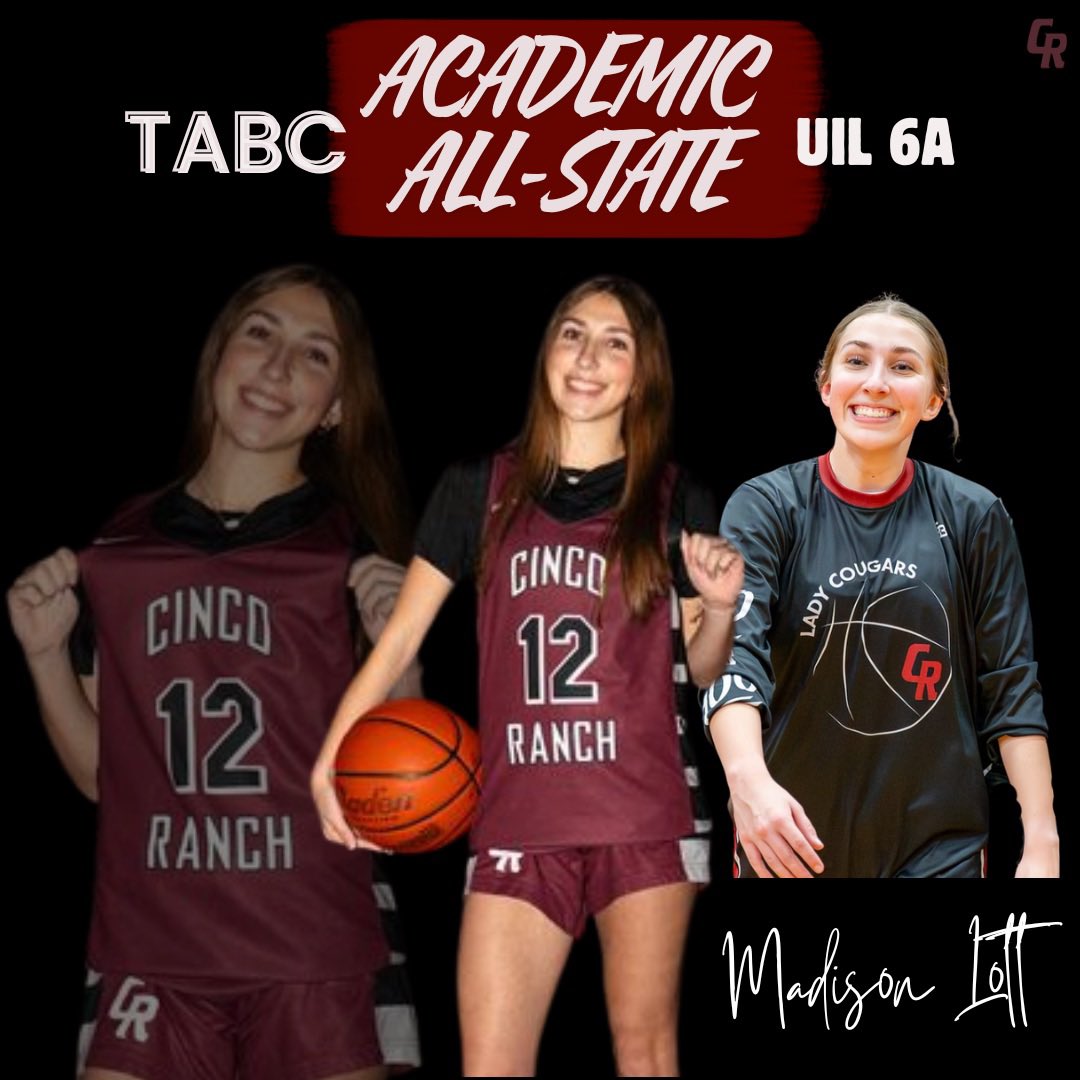 CincoGirlsHoops's tweet image. 🌟TABC UIL 6A Academic All-State🌟
👩‍🎓Graduating Senior✅
📚 92+ GPA (on a 100-point scale)✅

It wasn’t easy, but you made it happen! Way to be a great example of what hard work in the classroom looks like. Way to go, Maddi!👏

#tabc #academic #allstate #hardwork #senior