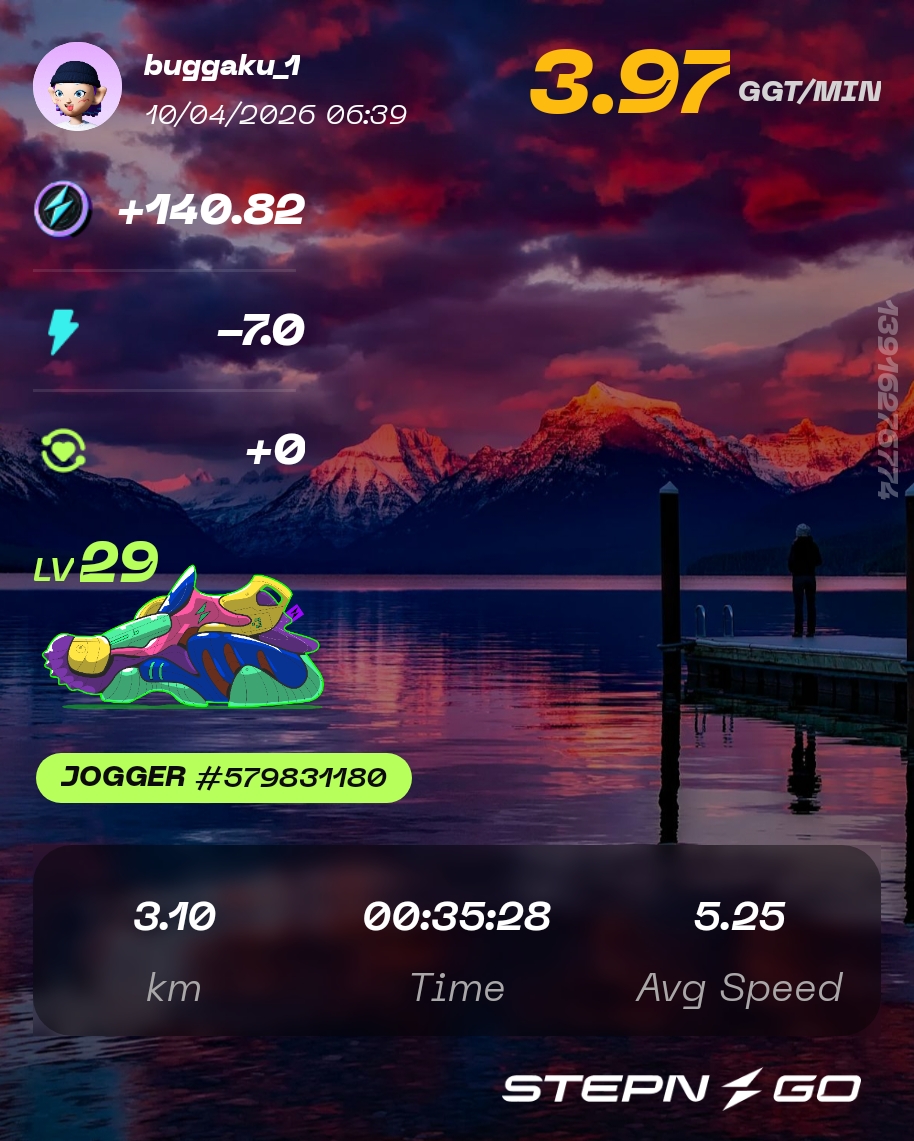 bugaku_1's tweet image. 朝の歩き。今朝は咳が凄い出た。年取ったせいか風邪の治りが遅い。STEPNGO去年はミントで双子まあまあ出たけど2026年になってから1回も双子出てない。

#STEPN #STEPNGO #superwalk