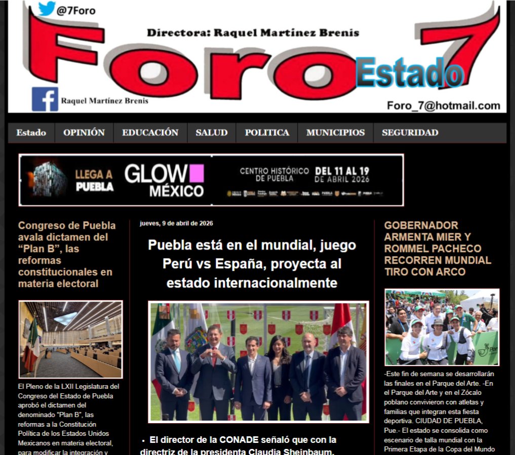 Puebla está en el mundial, juego Perú vs España, proyecta al estado internacionalmente
foro7depuebla.blogspot.com/2026/04/puebla…