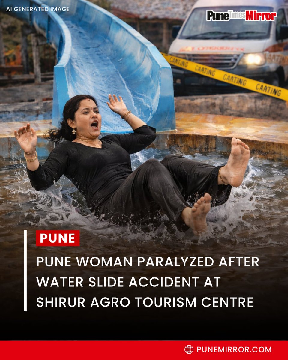Umma_sayed1's tweet photo. #Be_Alert #Pune 
A 37-year-old woman from Karandi, Ashwini Sandeep Napte, has been left permanently paralyzed after a serious accident at Jay Malhar Agro Tourism Centre in Morachi Chincholi, Shirur taluka. Ashwini was visiting the water park with her family when she came down a water slide and hit the ground because the water level at the end of the slide was allegedly too low. She lost consciousness on the spot. 🥺