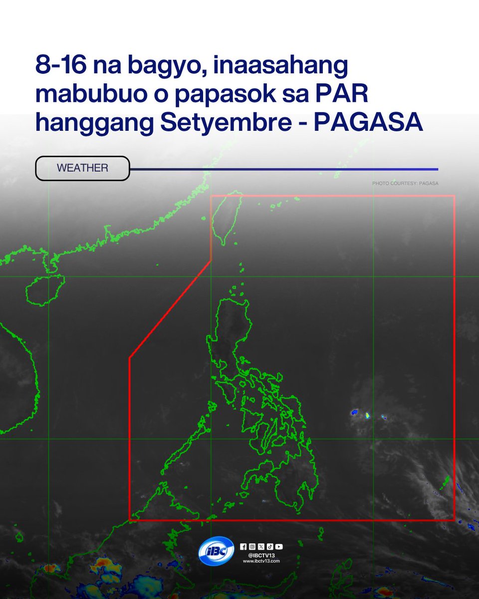 ibcdigital13's tweet image. Batay sa latest tropical cyclone outlook ng #PAGASA, inaasahan ang mula walo hanggang 16 na bagyo sa loob ng Philippine Area of Responsibility (PAR) mula Abril hanggang Setyembre 2026.

BASAHIN: facebook.com/share/p/18fwXw…