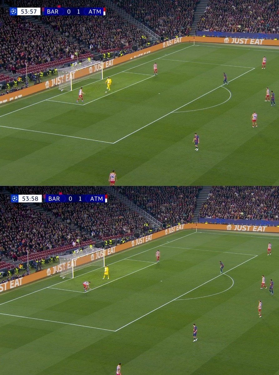 Score9app's tweet photo. Barca officially filed a complaint to UEFA over controversial handball by Pubill in UCL Last 8 1st leg v Atléti   
⚽ Barça 0-2 Atléti
⏱ 54’ Pubill handled ball inside box 
❌ Referee+VAR did NOT award a penalty 
📝 Barça claim it’s a major refereeing error that affected result https://t.co/iW1KCrnUYr
