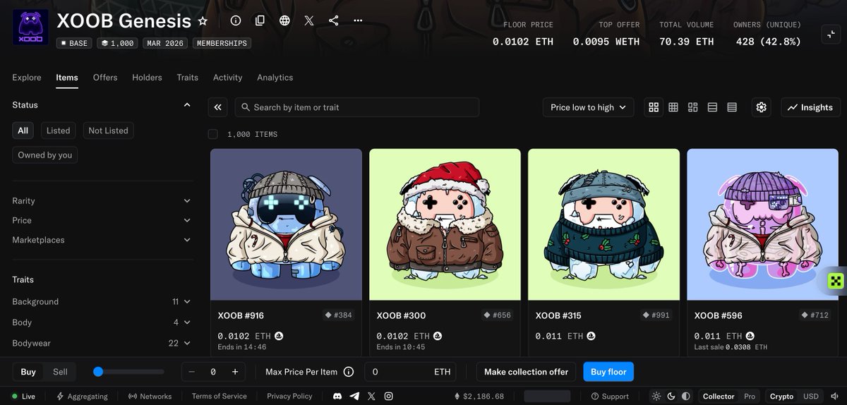 dinhturin's tweet photo. XOOB NFT update 🟣

Just checked the XOOB Genesis collection and noticed the floor price is currently around 0.0102 ETH (~22$ per NFT) 👀

Honestly, this feels like a very interesting level.

At this price, owning a XOOB Genesis NFT feels more accessible than before, especially for those who want to stay long-term with the @XOOBNetwork ecosystem.
Personal thought:

Seeing the floor this low makes it feel like a good entry zone for builders who believe in the long-term vision of XOOB, not just short-term hype.

With more campaigns expected and the ecosystem still growing, holding a Genesis NFT could become more meaningful over time if the project continues to expand. 

Not financial advice, just sharing my personal view —
22$ per NFT feels like a very reasonable level to consider joining the journey early.

Anyone else watching the XOOBNetwork Genesis floor lately?

Checkin: https://t.co/cAjcpI3Mq0

#XOOB #XOOBNetwork #NFT #Web3Builders