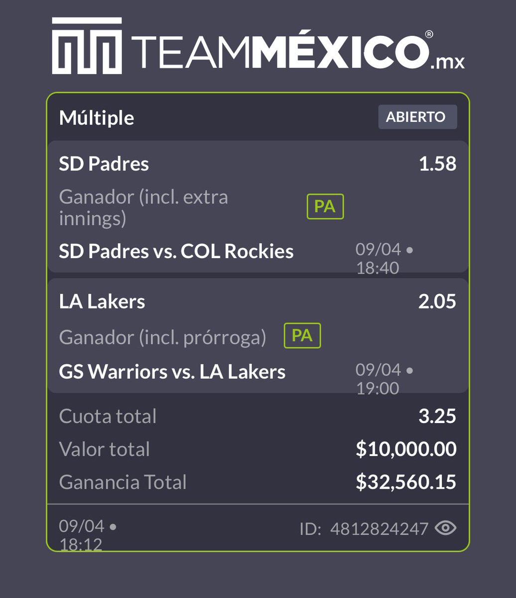 FUNBET 🤑

Padres ML
Lakers ML 

+325 😮‍💨